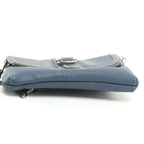Chaps Leather Clutch Purse Crossbody Womenβs Bag 9x5.5x2 Blue/Silver - Picture 5 of 12